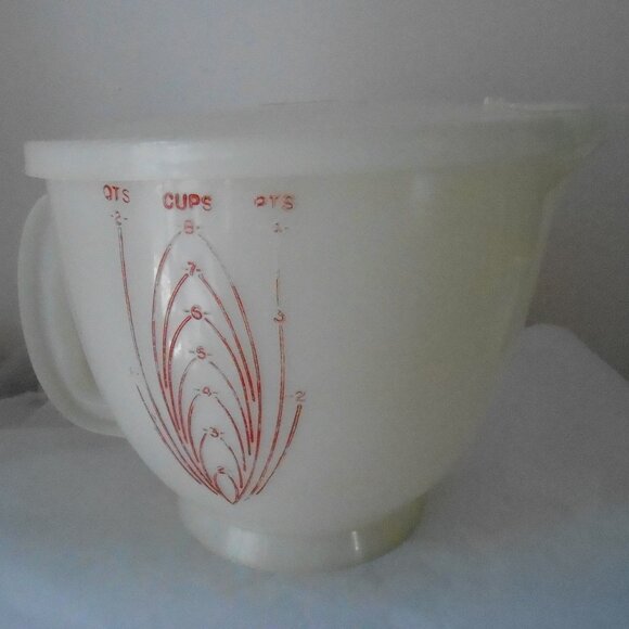 VTG Tupperware White Mix N Store 8 Cup 2 Quart Handled Batter Bowl #500-1 w/Lid - Picture 4 of 9